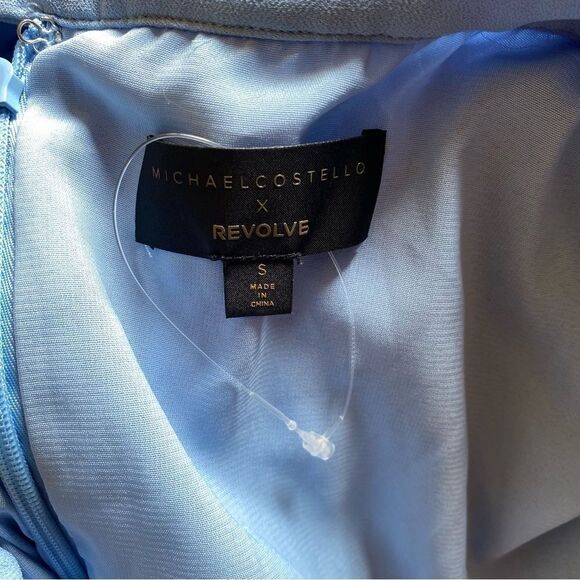 Michael Costello X Revolve Ale Gown light blue pleated maxi wedding sz S $258 - Picture 12 of 14